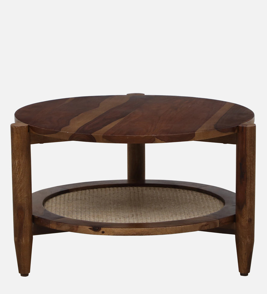 Humta Sheesham Wood  Round Coffee Table In Provincial Teak Finish - Febonic Living