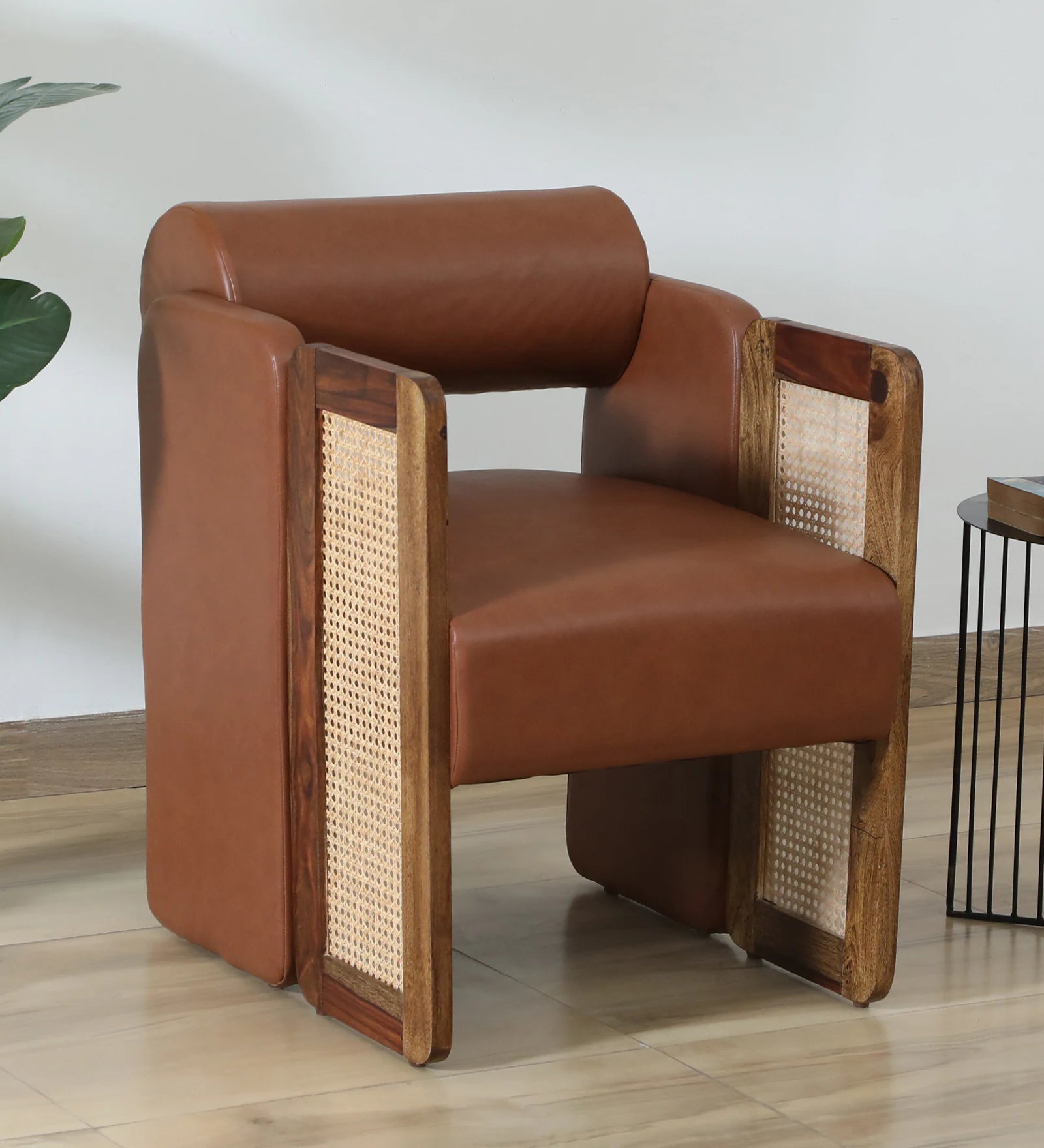 Milini Sheesham Wood Dining Chair In Provincial Teak Finish With Upholstery