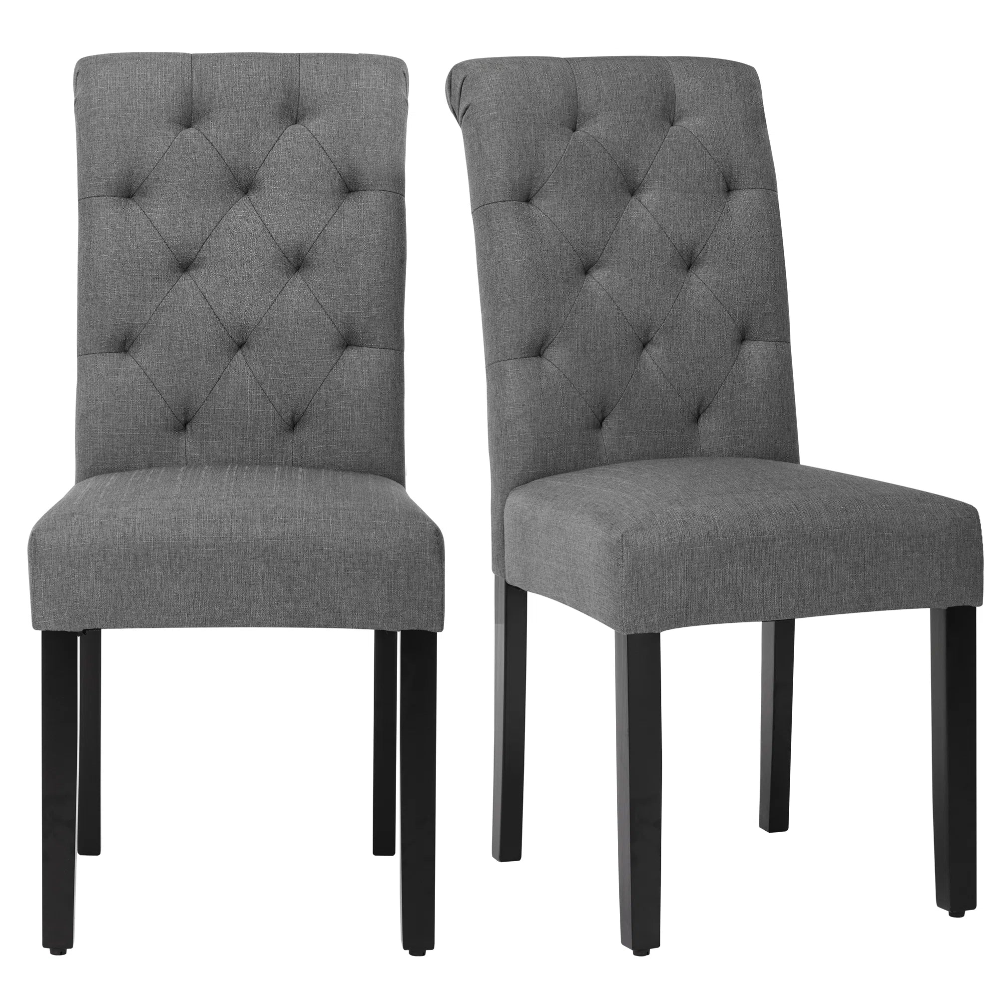 Florin Fabric Dining Chair In Charcoal Grey Colour (Set of 2)