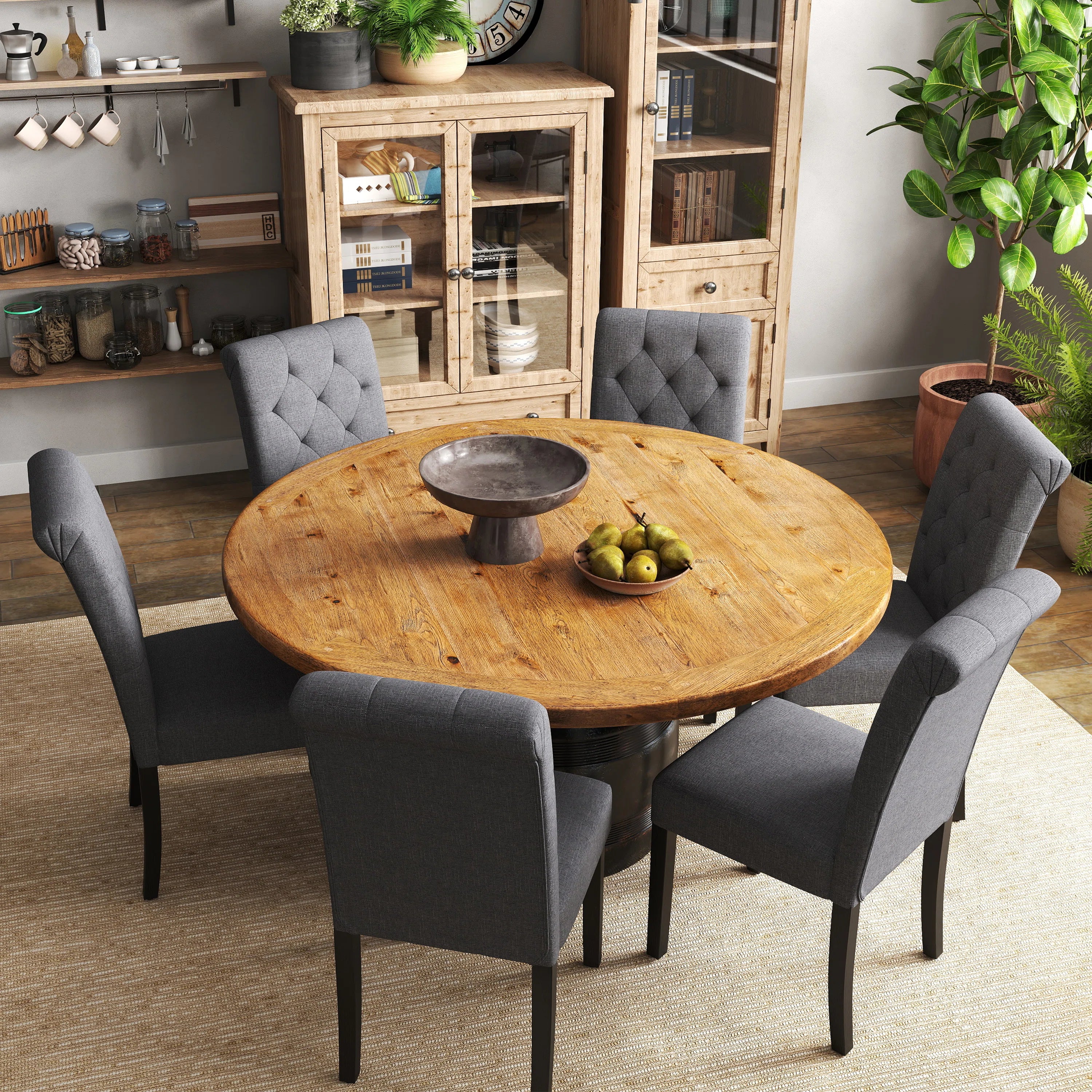 Florin Fabric Dining Chair In Charcoal Grey Colour (Set of 2)