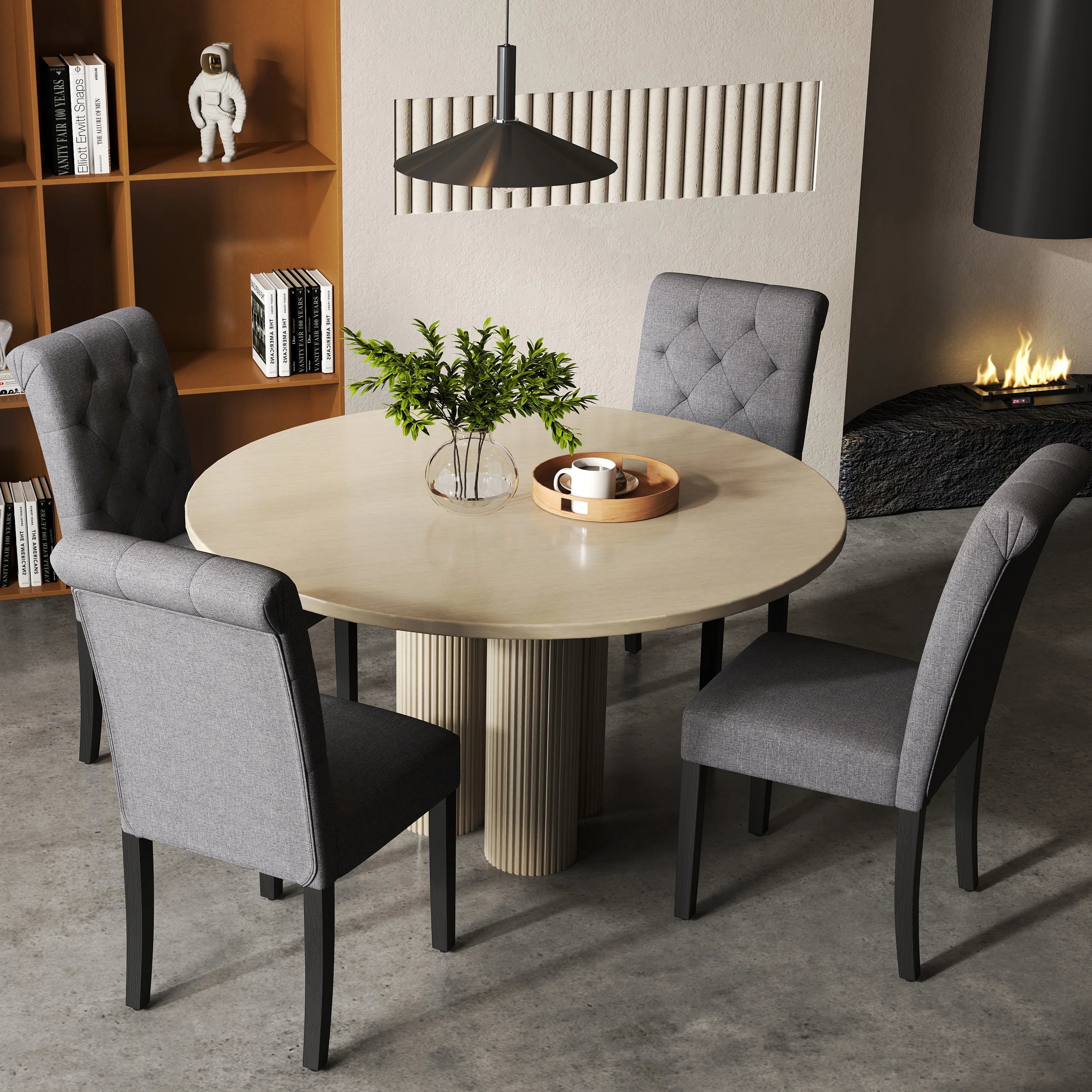 Florin Fabric Dining Chair In Charcoal Grey Colour (Set of 2)