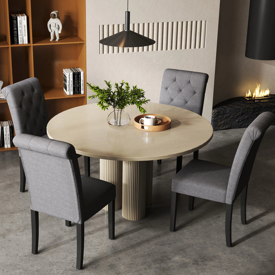 Florin Fabric Dining Chair In Charcoal Grey Colour Set Of 2 - Febonic Living