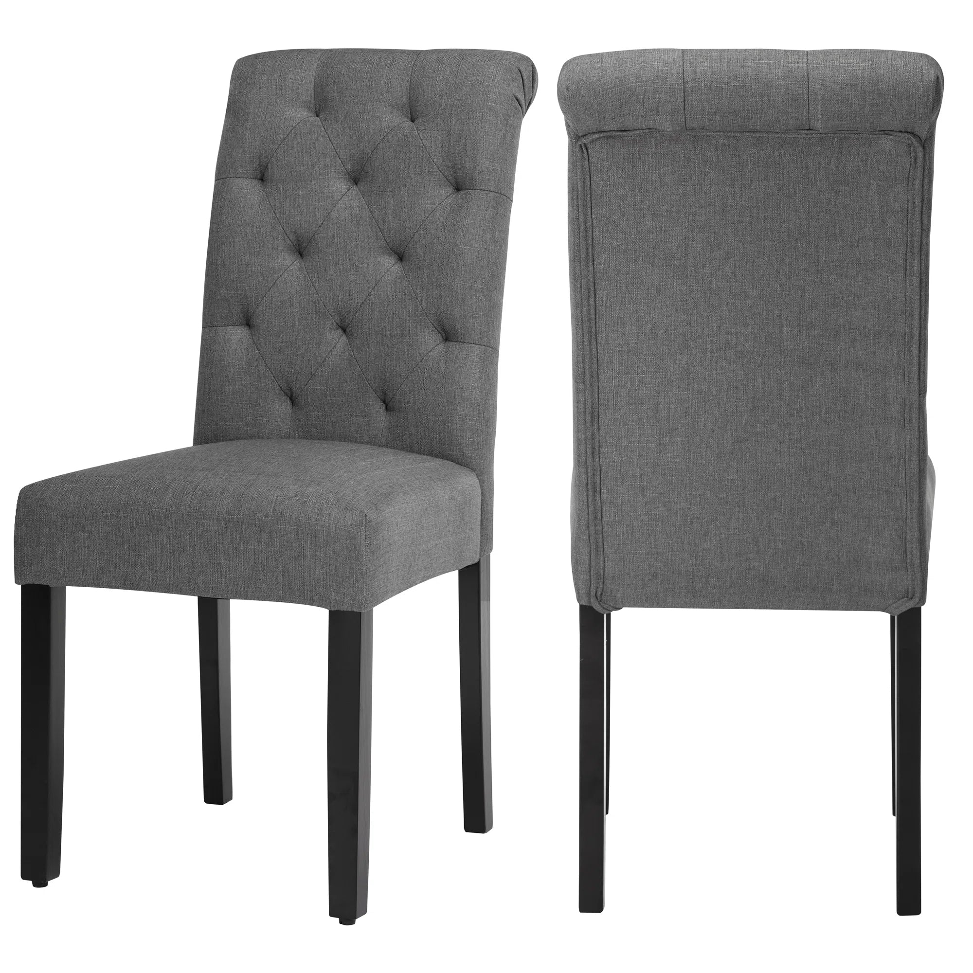 Florin Fabric Dining Chair In Charcoal Grey Colour (Set of 2)