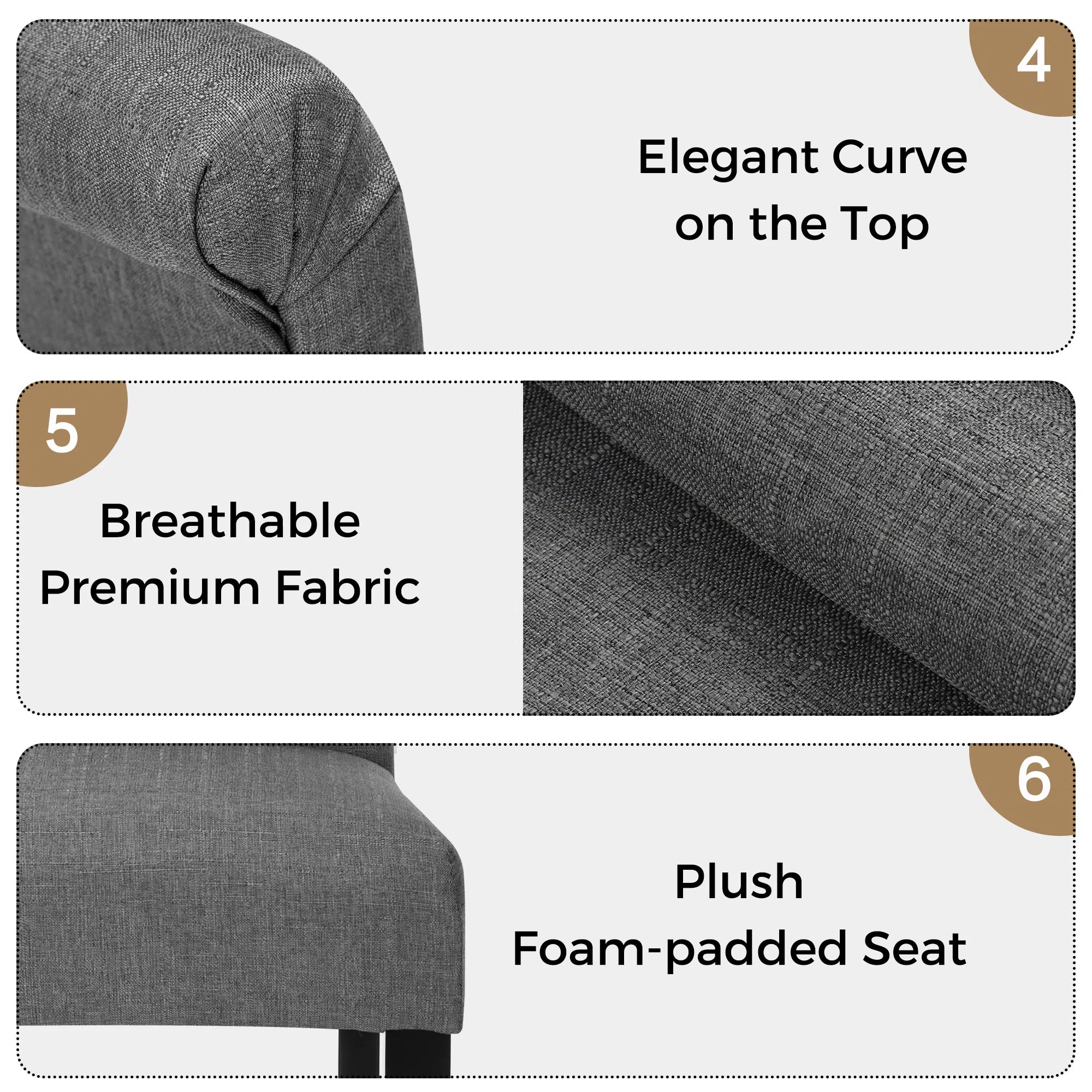 Florin Fabric Dining Chair In Charcoal Grey Colour (Set of 2)