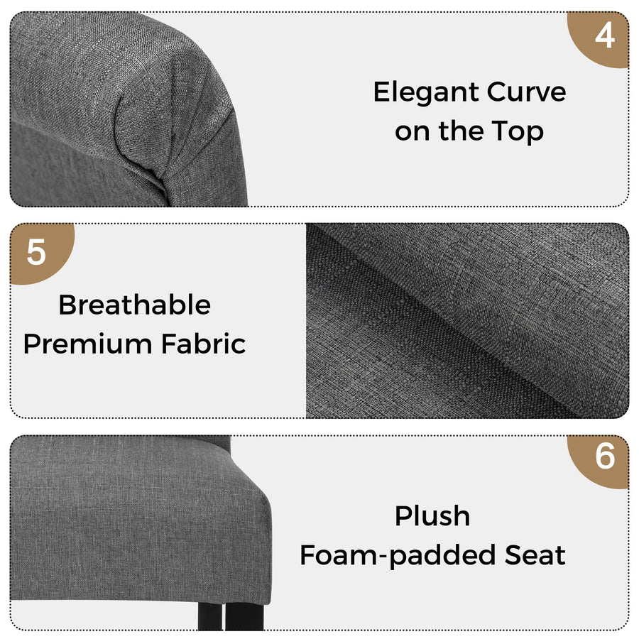 Florin Fabric Dining Chair In Charcoal Grey Colour Set Of 2 - Febonic Living