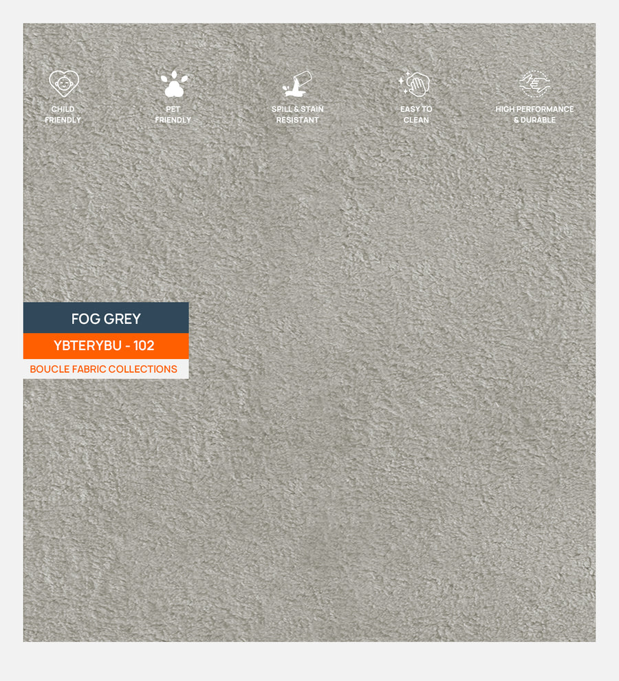 Boucle Terry Fabric Fog Grey 102 Code by Febonic Living