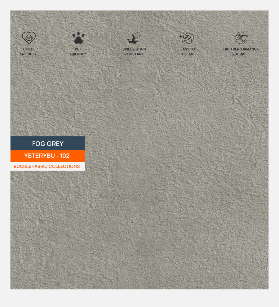 Corny Boucle Fabric 1 Seater Sofa In Fog Grey Colour - Febonic Living