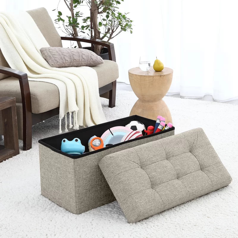 Ronda Fabric Ottoman In Ash Grey Colour With Storage - Febonic Living