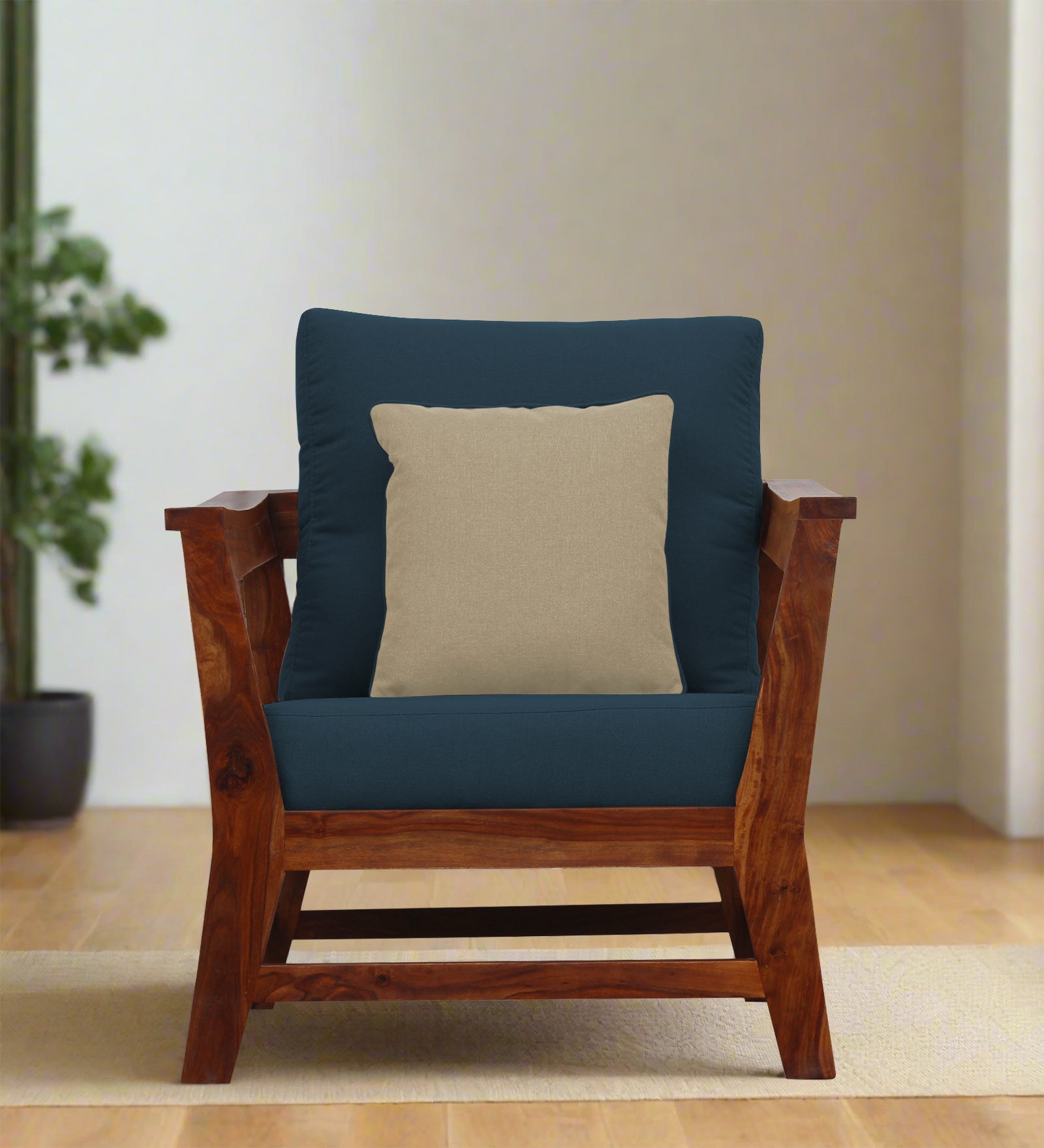 Fuju Fabric 1 Seater Sofa in Crypto Cool Blue Colour - Febonic Living
