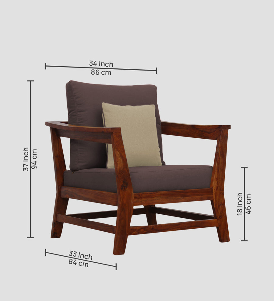 Fuju Fabric 1 Seater Sofa In Night Brown Colour - Febonic Living