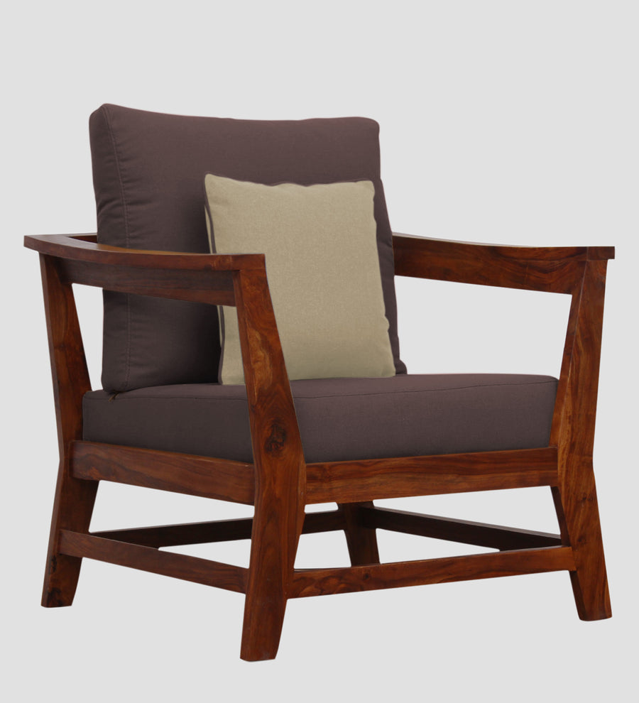 Fuju Fabric 1 Seater Sofa In Night Brown Colour - Febonic Living