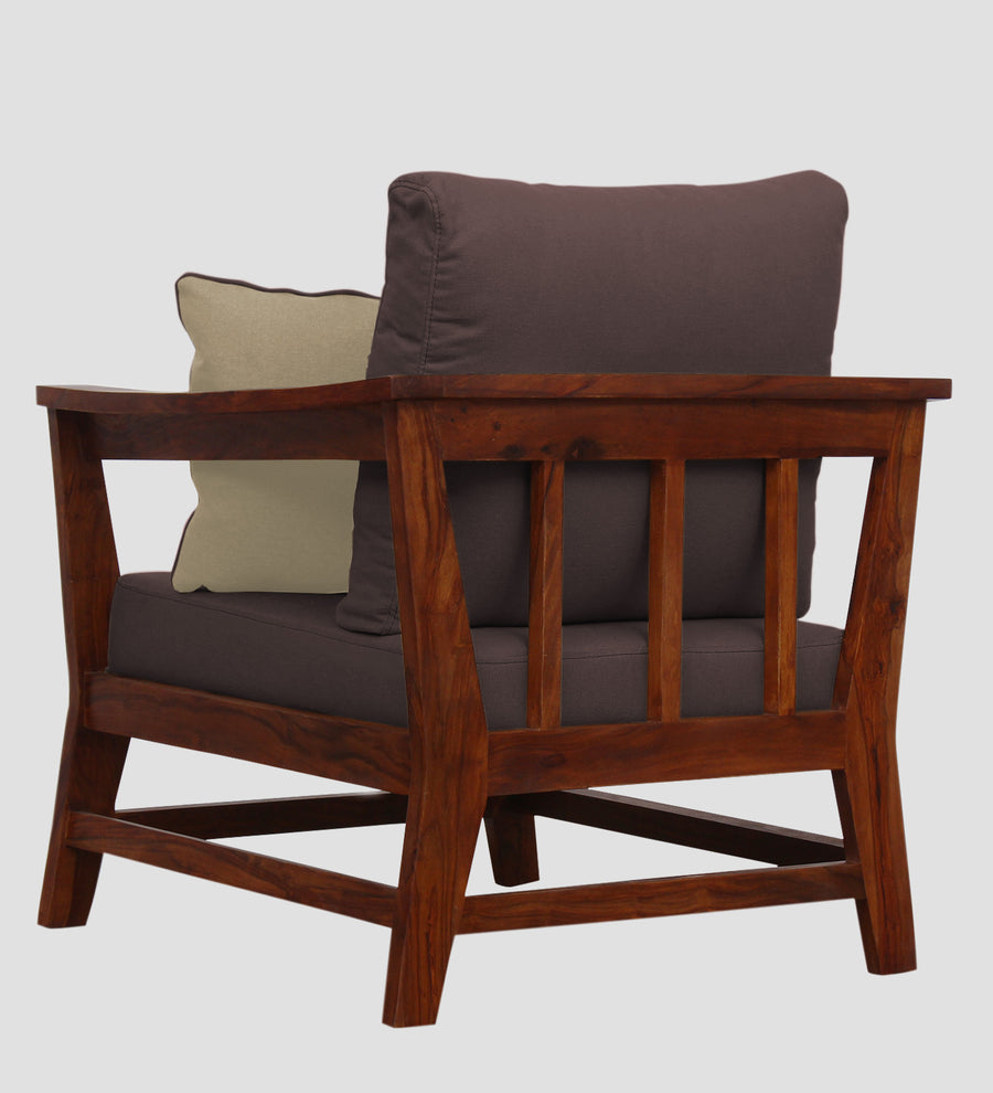 Fuju Fabric 1 Seater Sofa In Night Brown Colour - Febonic Living