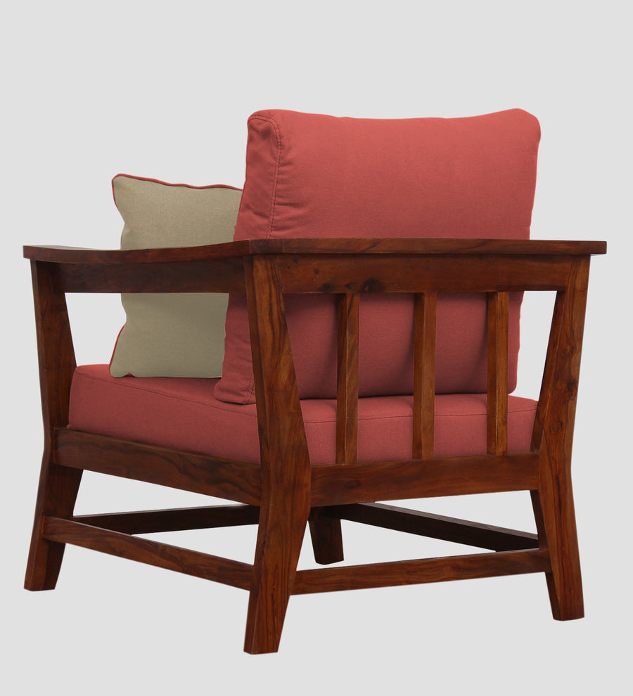 Fuju Fabric 1 Seater Sofa In Salmon Pink Colour - Febonic Living