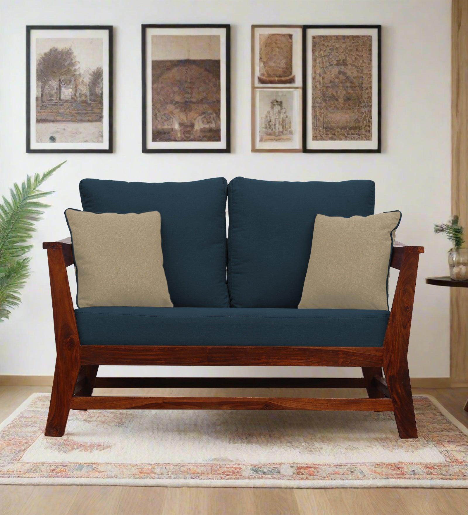 Fuju Fabric 2 Seater Sofa in Crypto Cool Blue Colour - Febonic Living