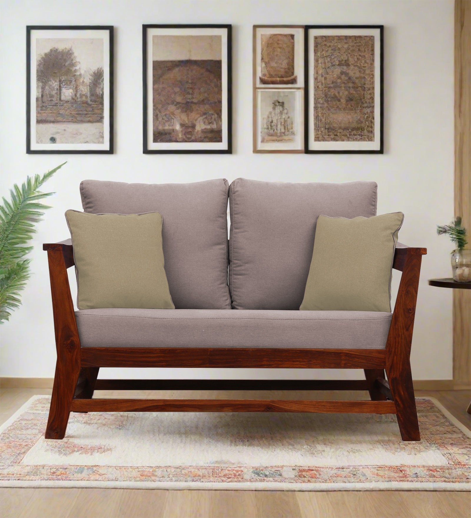Fuju Fabric 2 Seater Sofa in Crypto Almond Beige Colour - Febonic Living