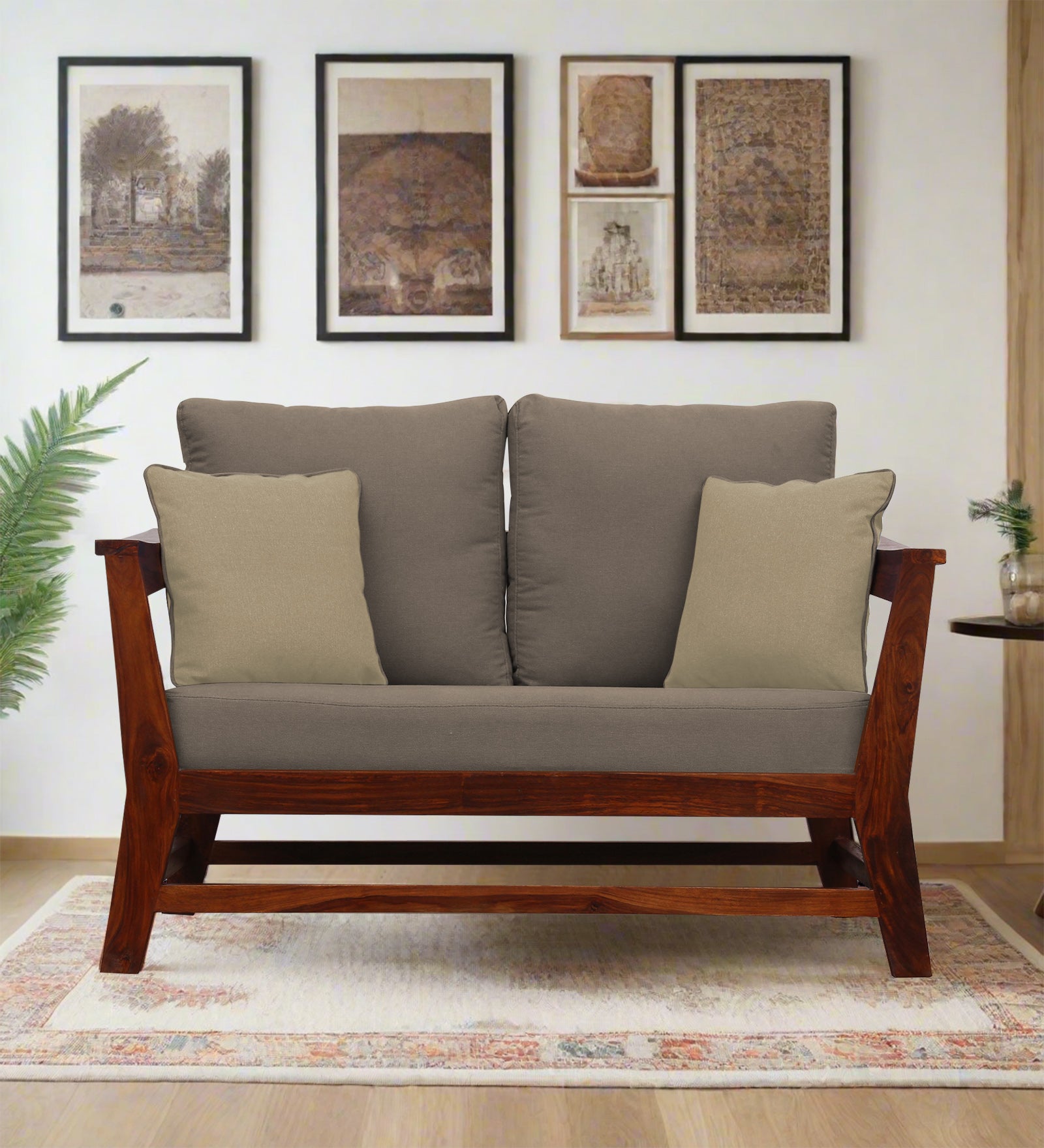 Fuju Fabric 2 Seater Sofa in Crypto Hazel Beige Colour - Febonic Living