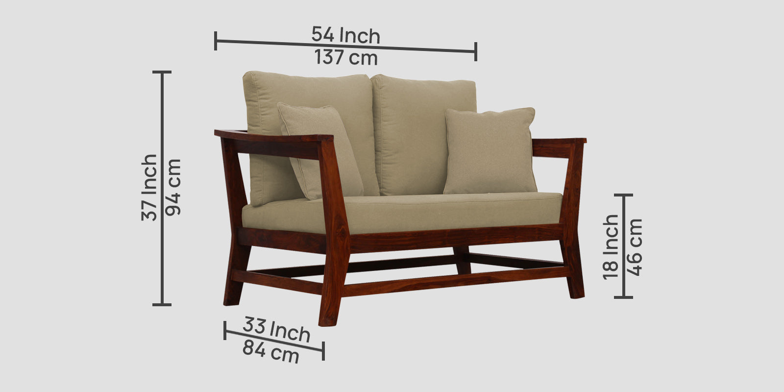 Fuju Fabric 2 Seater Sofa in Crypto Honey Beige Colour - Febonic Living