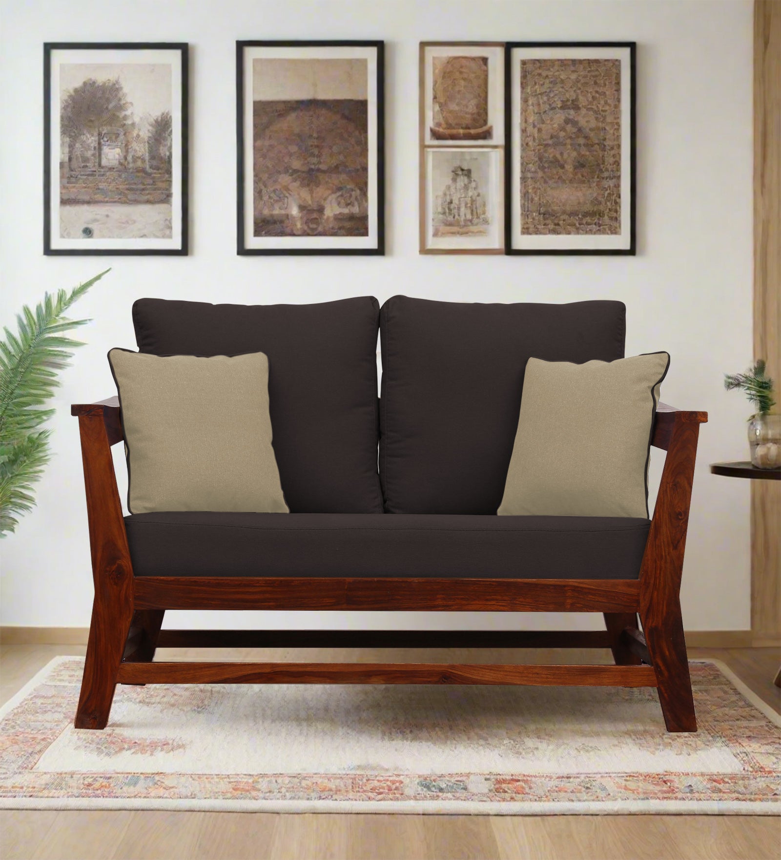 Fuju Fabric 2 Seater Sofa in Crypto Pebble Brown Colour - Febonic Living
