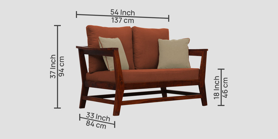 Fuju Fabric 2 Seater Sofa In Royal Orange Colour - Febonic Living