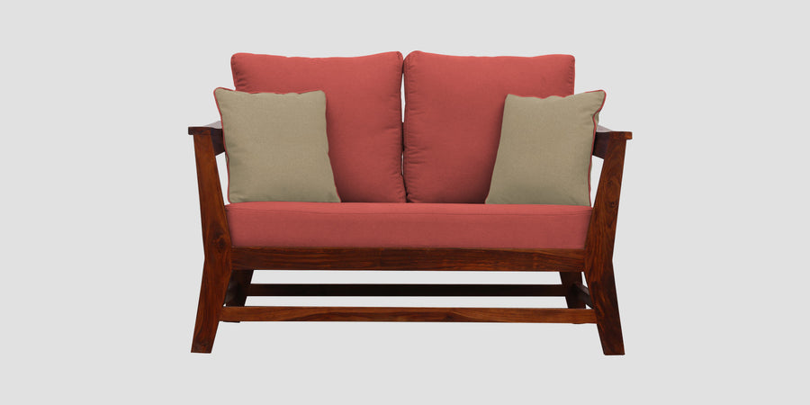 Fuju Fabric 2 Seater Sofa In Salmon Pink Colour - Febonic Living