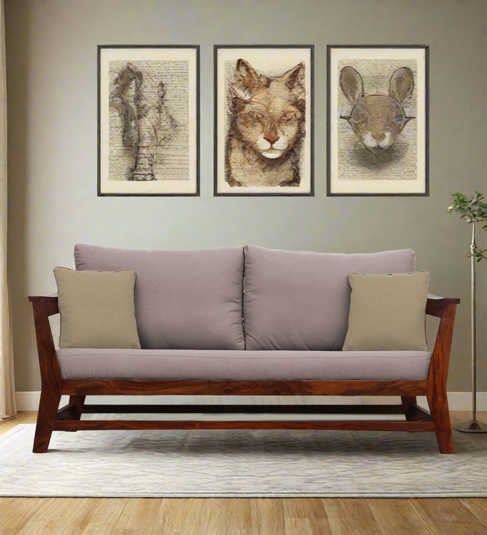 Fuju Fabric 3 Seater Sofa in Crypto Almond Beige Colour - Febonic Living