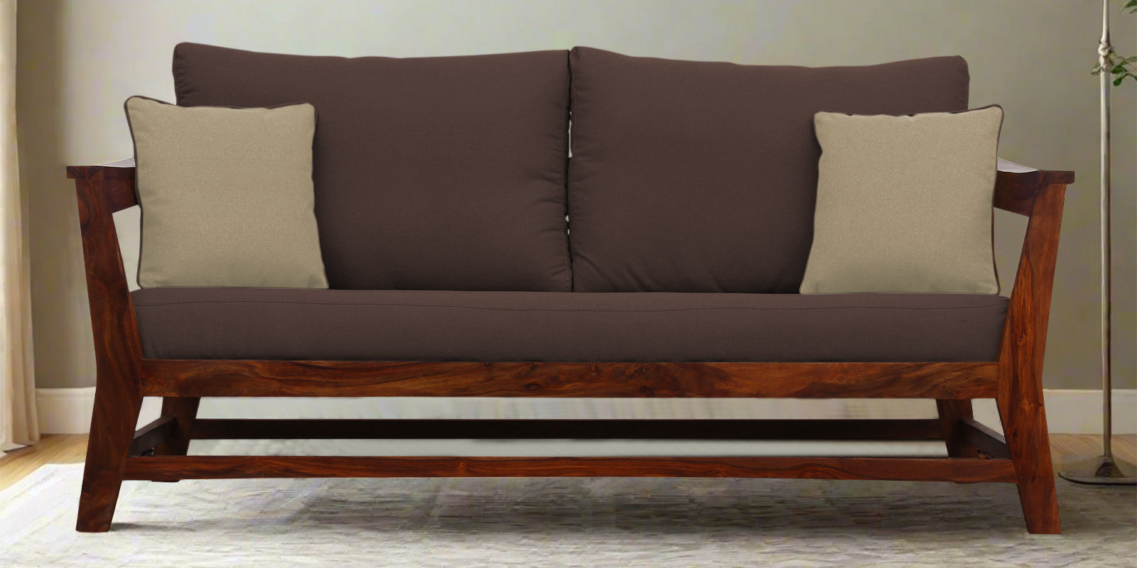 Fuju Fabric 3 Seater Sofa in Crypto Caramel Brown Colour