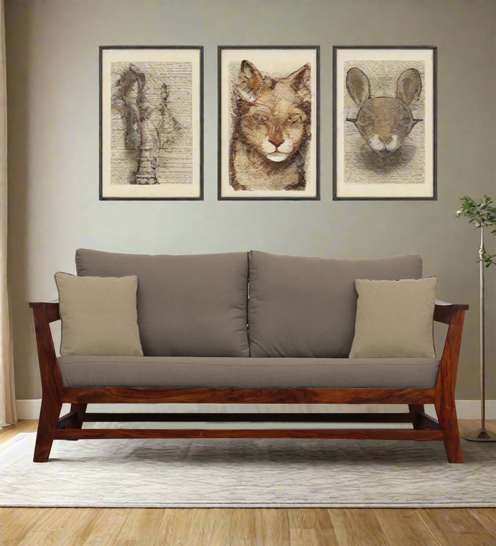 Fuju Fabric 3 Seater Sofa in Crypto Hazel Beige Colour - Febonic Living