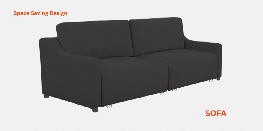 Gabby Fabric 3 Seater Pull Out Sofa Cum Bed In Light Blue Colour - Febonic Living