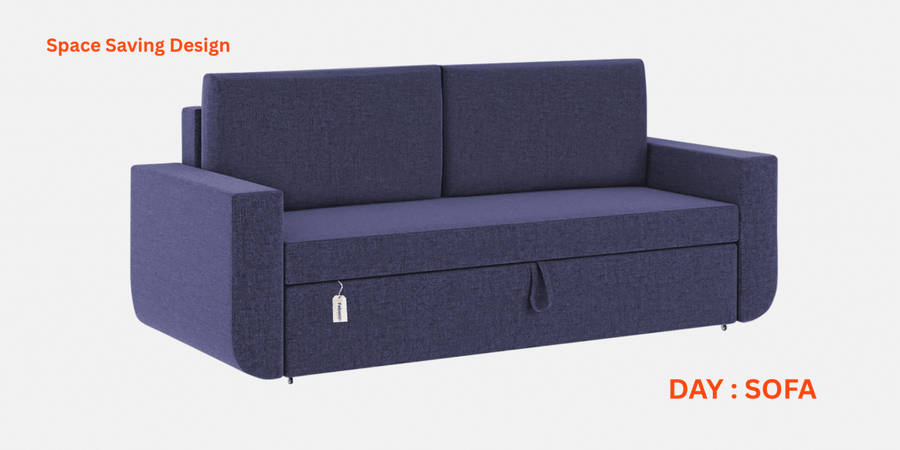 Grace Fabric 3 Seater Pull Out Sofa Cum Bed In Kadhi Beige Colour With Storage - Febonic Living