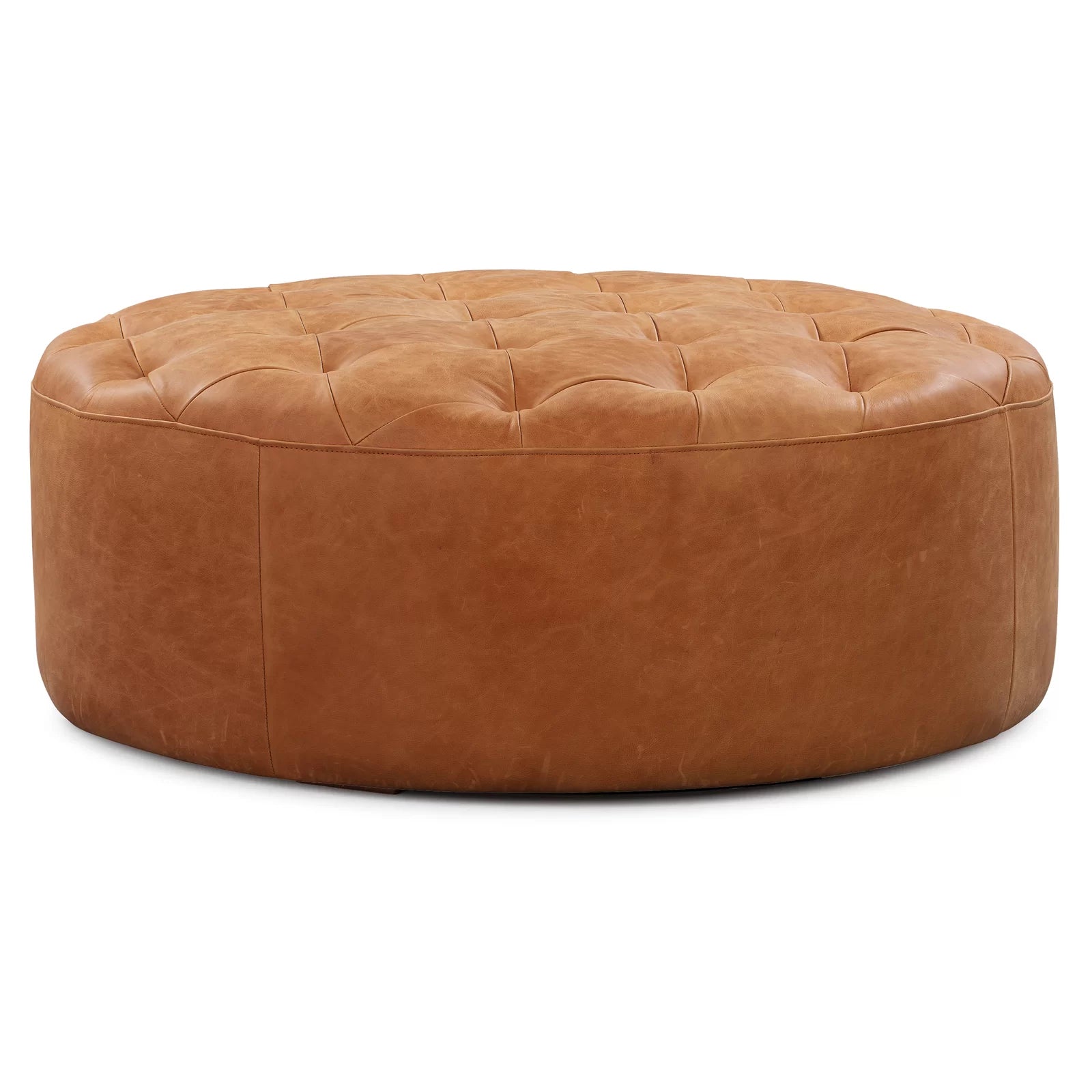 Liora Leatherette Ottoman In Cinnamon Brown Colour