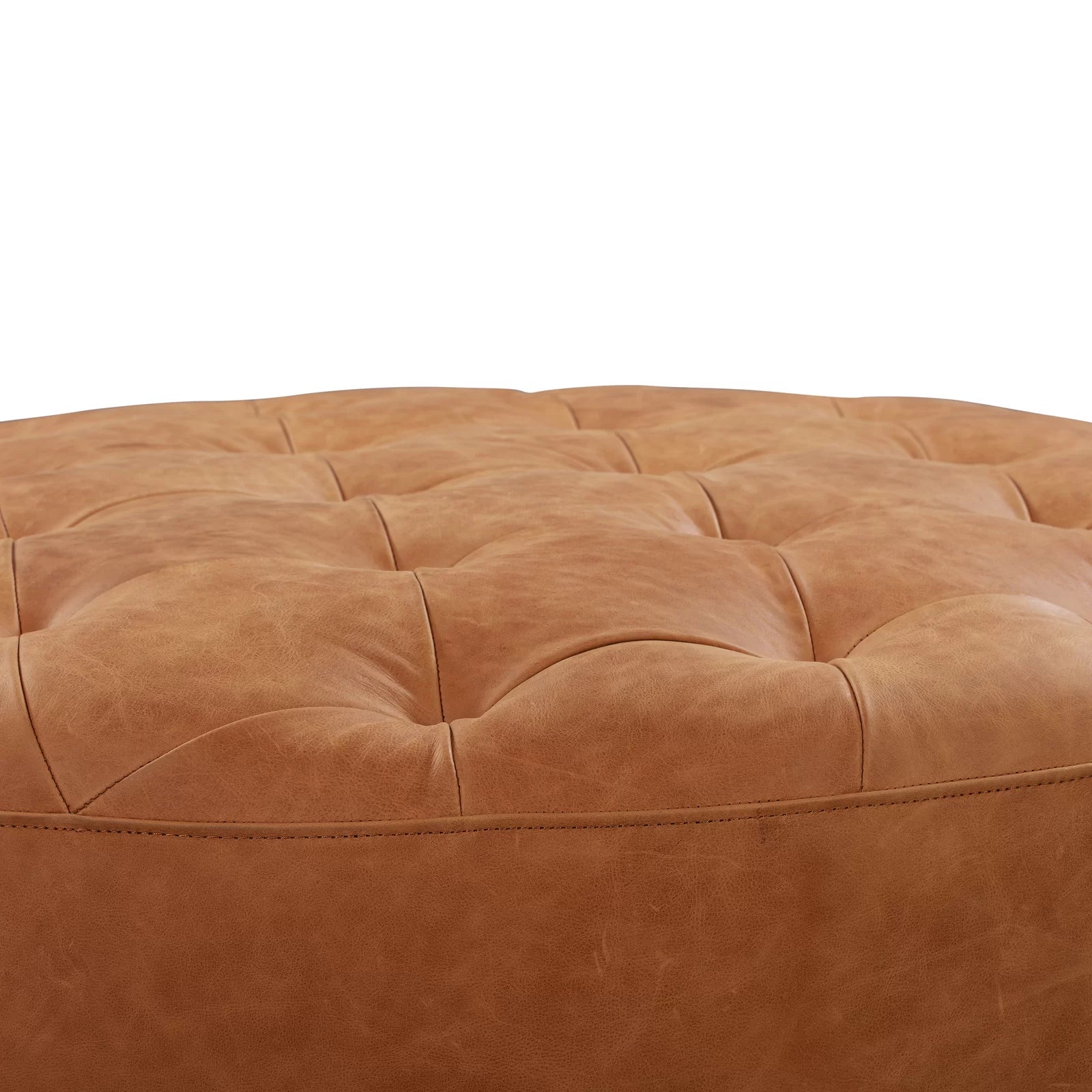 Liora Leatherette Ottoman In Cinnamon Brown Colour