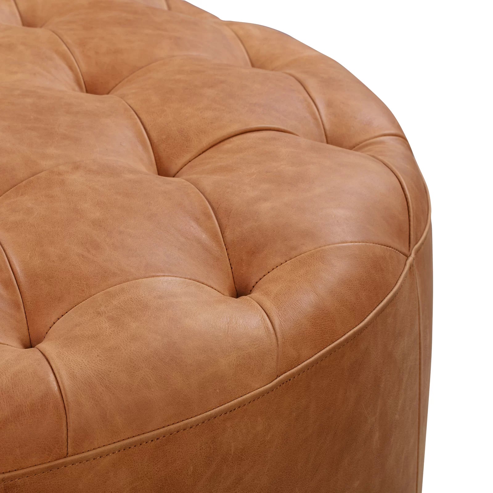 Liora Leatherette Ottoman In Cinnamon Brown Colour