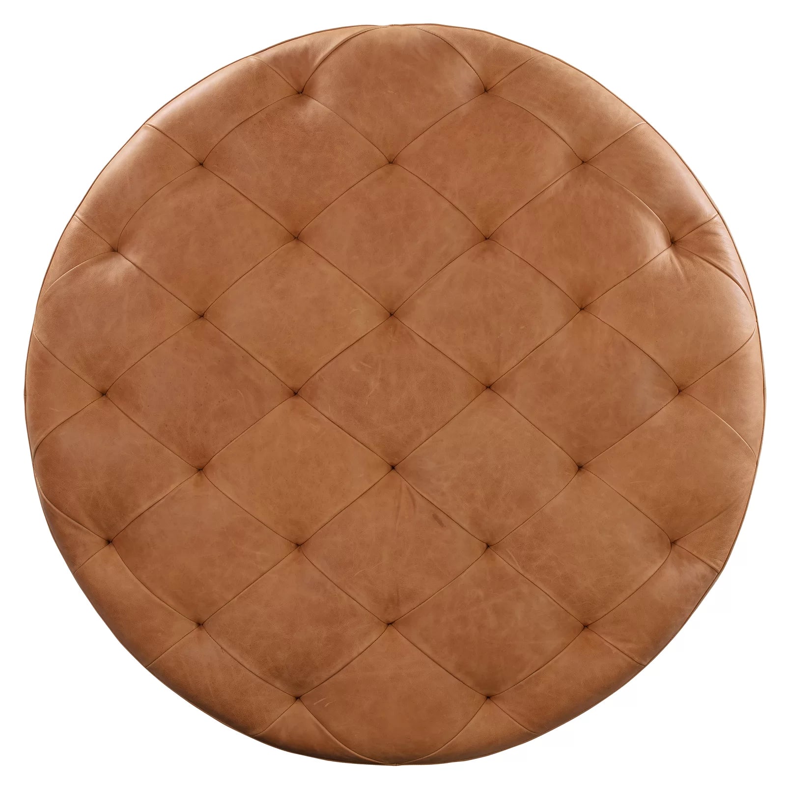 Liora Leatherette Ottoman In Cinnamon Brown Colour