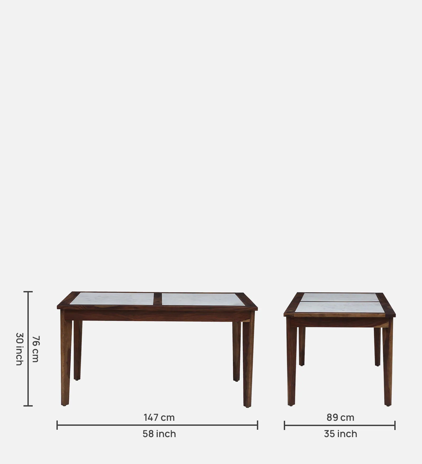 Simra Sheesham Wood 6 Seater Dining Set In Scratch Resistant Provincial Teak Finish With Marble Top - Febonic Living