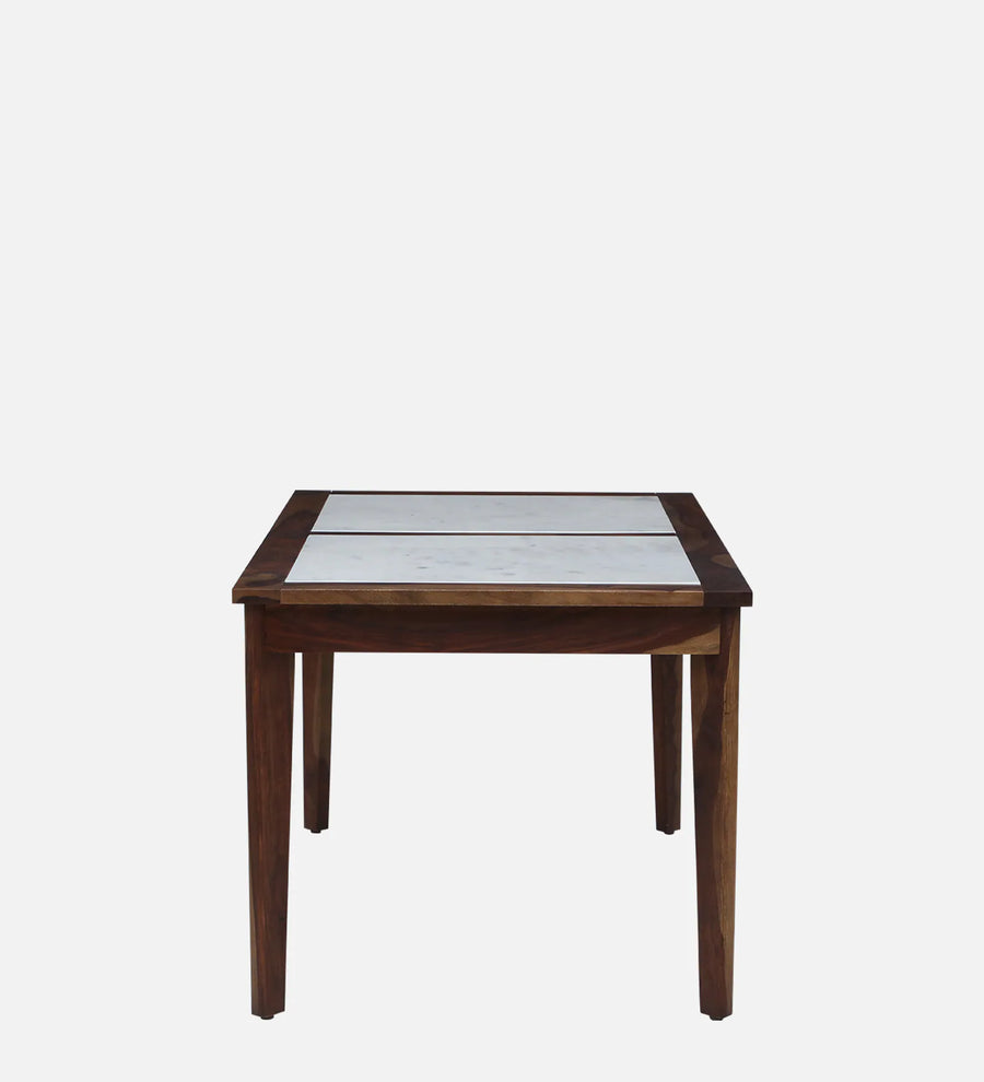 Simra 6 Seater Dining Table In Scratch Resistant Provincial Teak Finish With Marble Top - Febonic Living