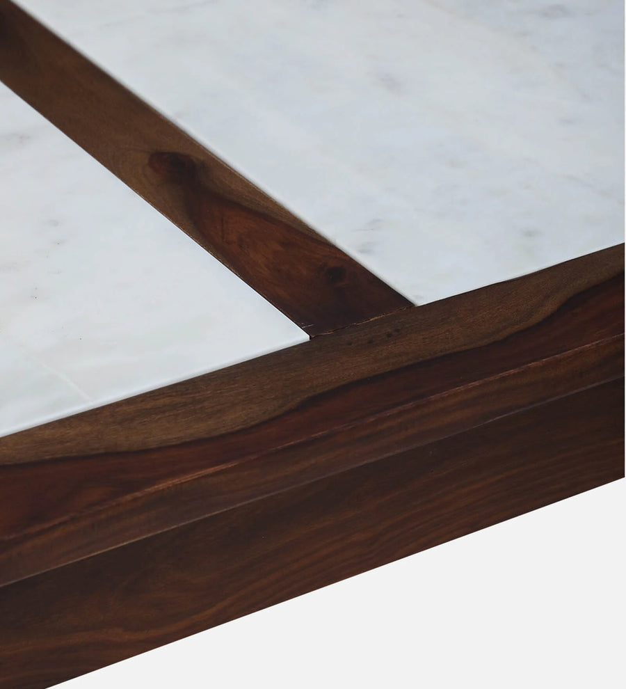 Simra 6 Seater Dining Table In Scratch Resistant Provincial Teak Finish With Marble Top - Febonic Living