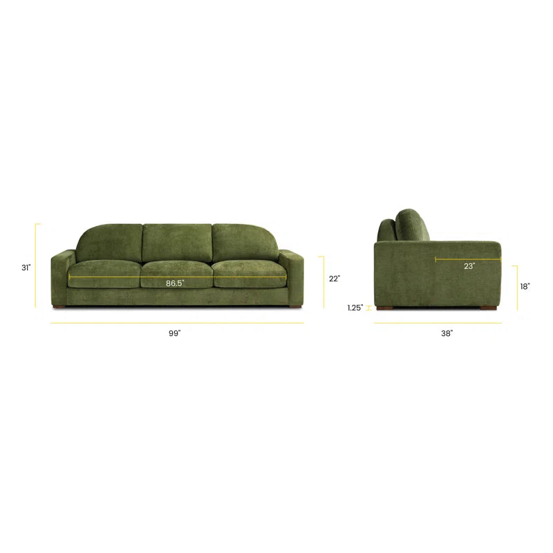 Adara Fabric 3 Seater Sofa In Olive Green Colour