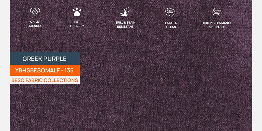 Marq Fabric 3 Seater Sofa In Greek Purple Colour - Febonic Living