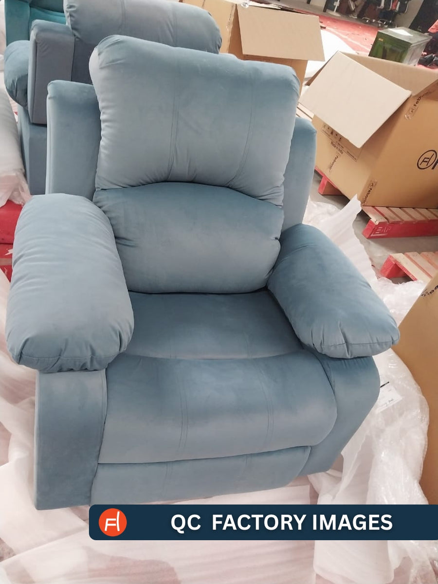 Lexi Fabric 1 Seater Motorized Recliner In Oxford Blue Colour - Febonic Living