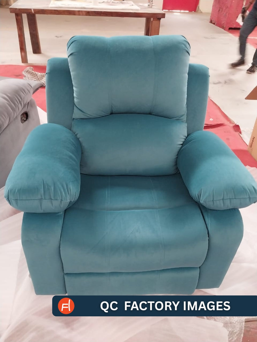 Lexi Fabric 1 Seater Motorized Recliner In Dark Blue Colour - Febonic Living