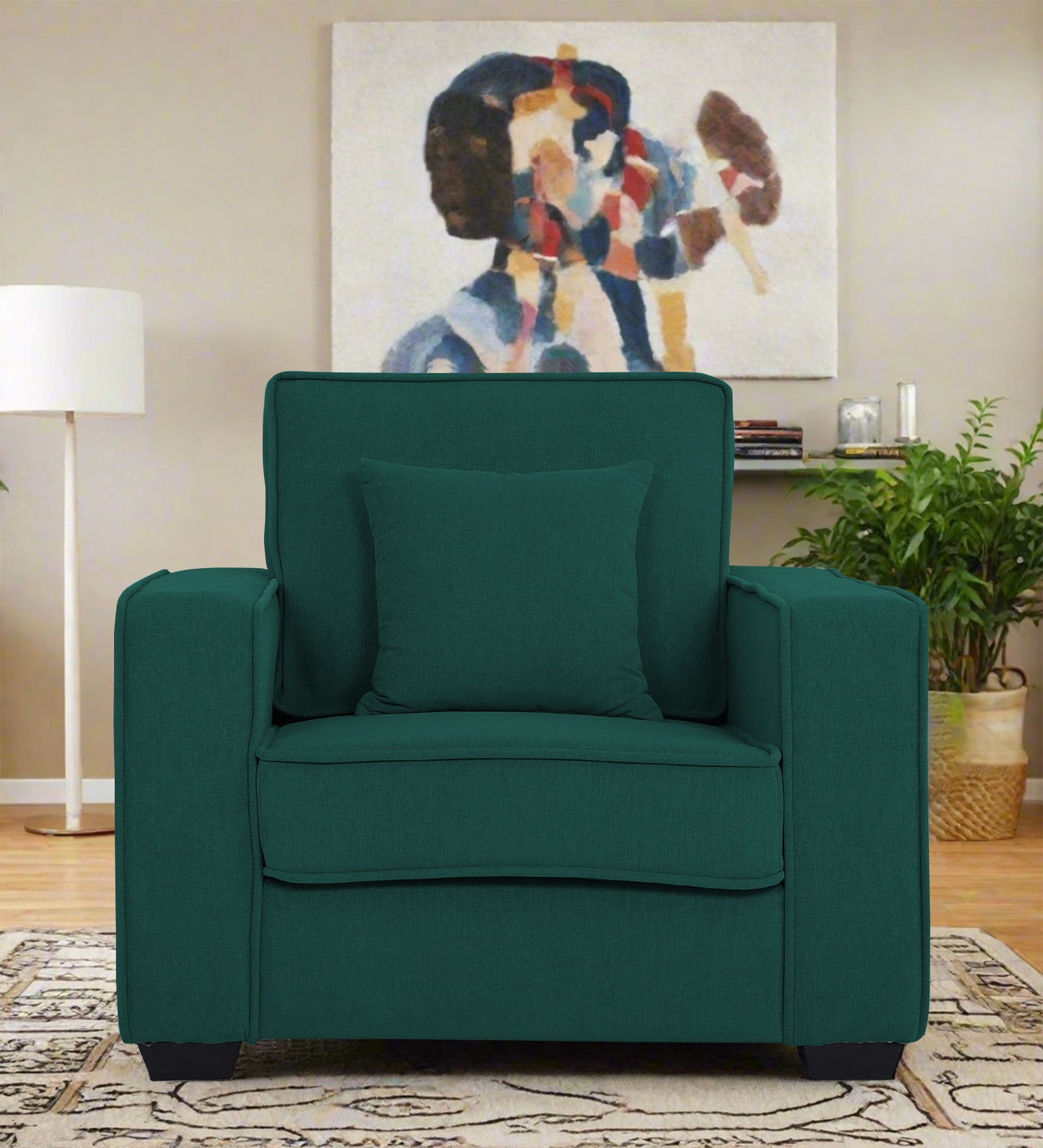Hugo Fabric 1 Seater Sofa in Crypto Sage Green Colour - Febonic Living