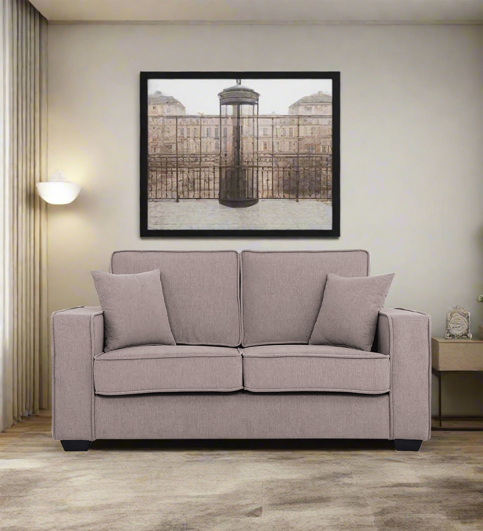 Hugo Fabric 2 Seater Sofa in Crypto Almond Beige Colour - Febonic Living