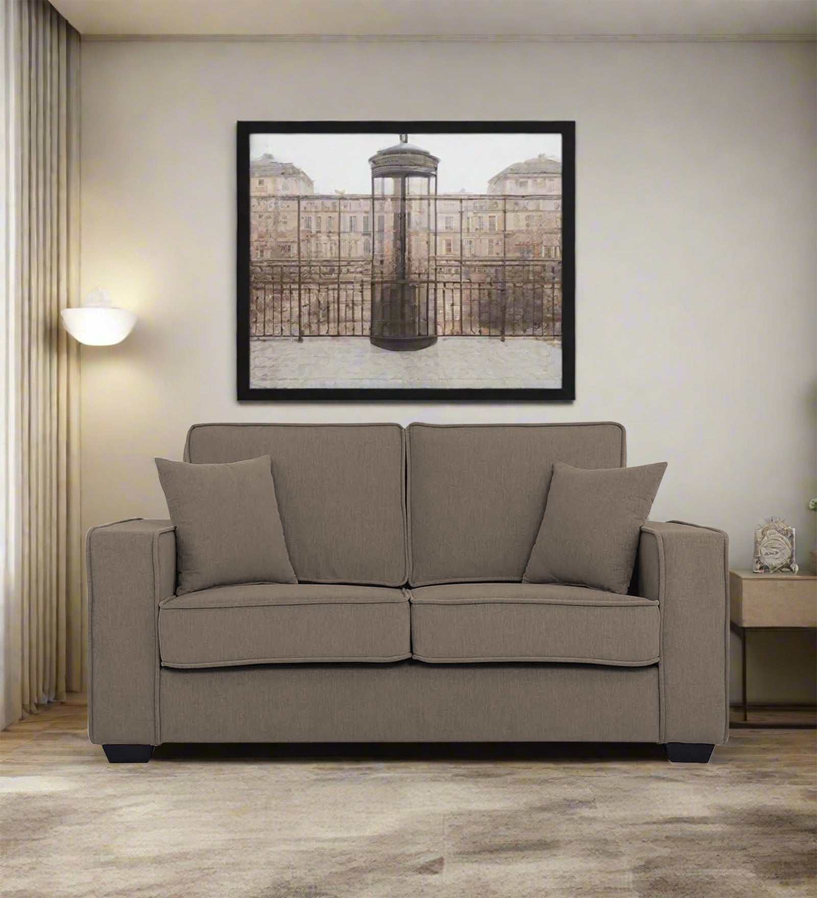 Hugo Fabric 2 Seater Sofa in Crypto Hazel Beige Colour - Febonic Living