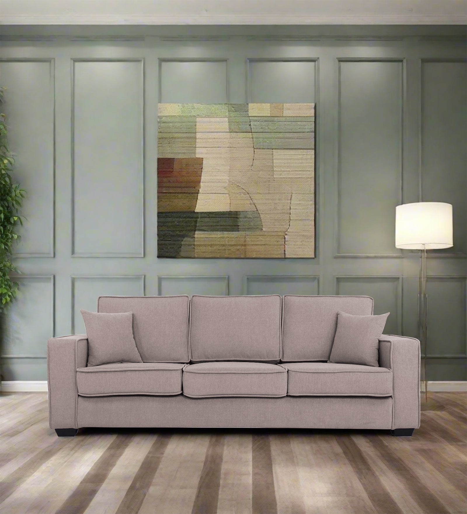 Hugo Fabric 3 Seater Sofa in Crypto Almond Beige Colour - Febonic Living