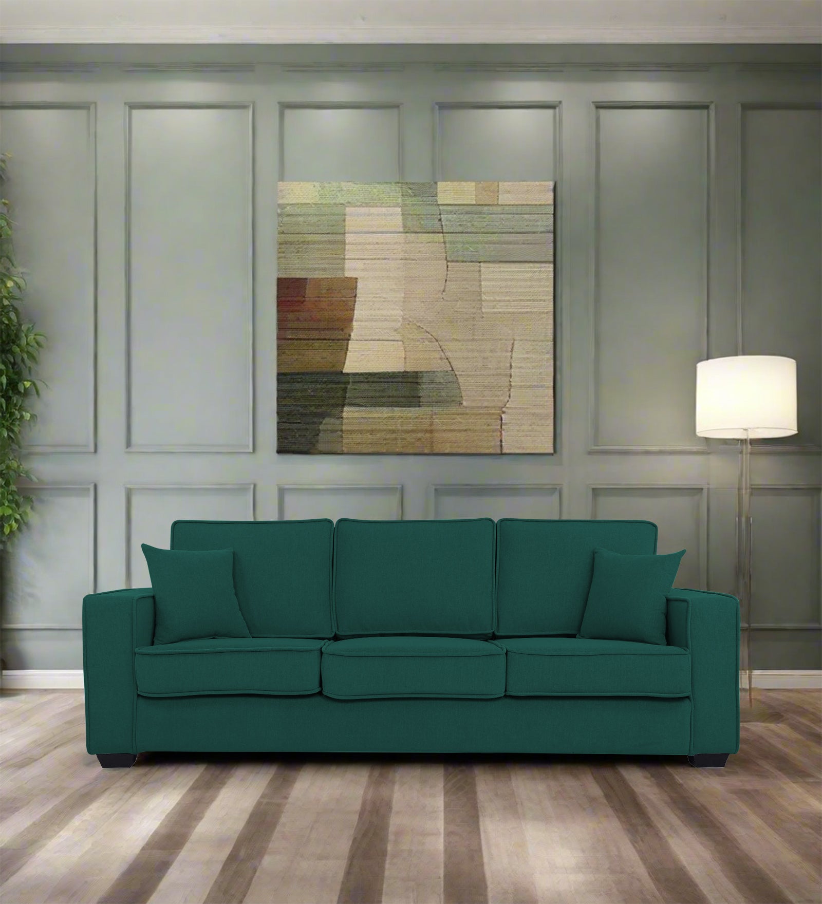 Hugo Fabric 3 Seater Sofa in Crypto Sage Green Colour - Febonic Living