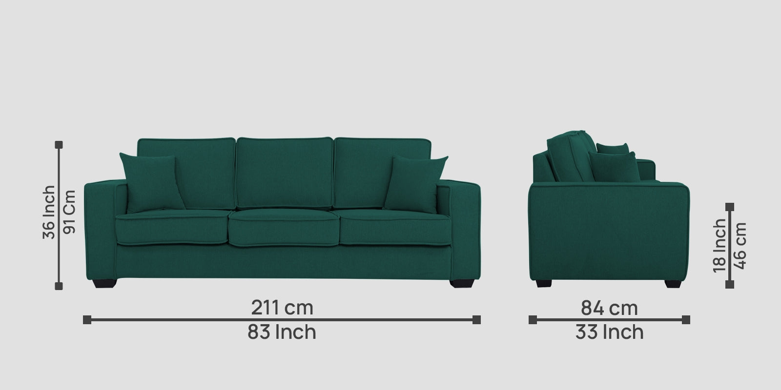 Hugo Fabric 3 Seater Sofa in Crypto Sage Green Colour - Febonic Living