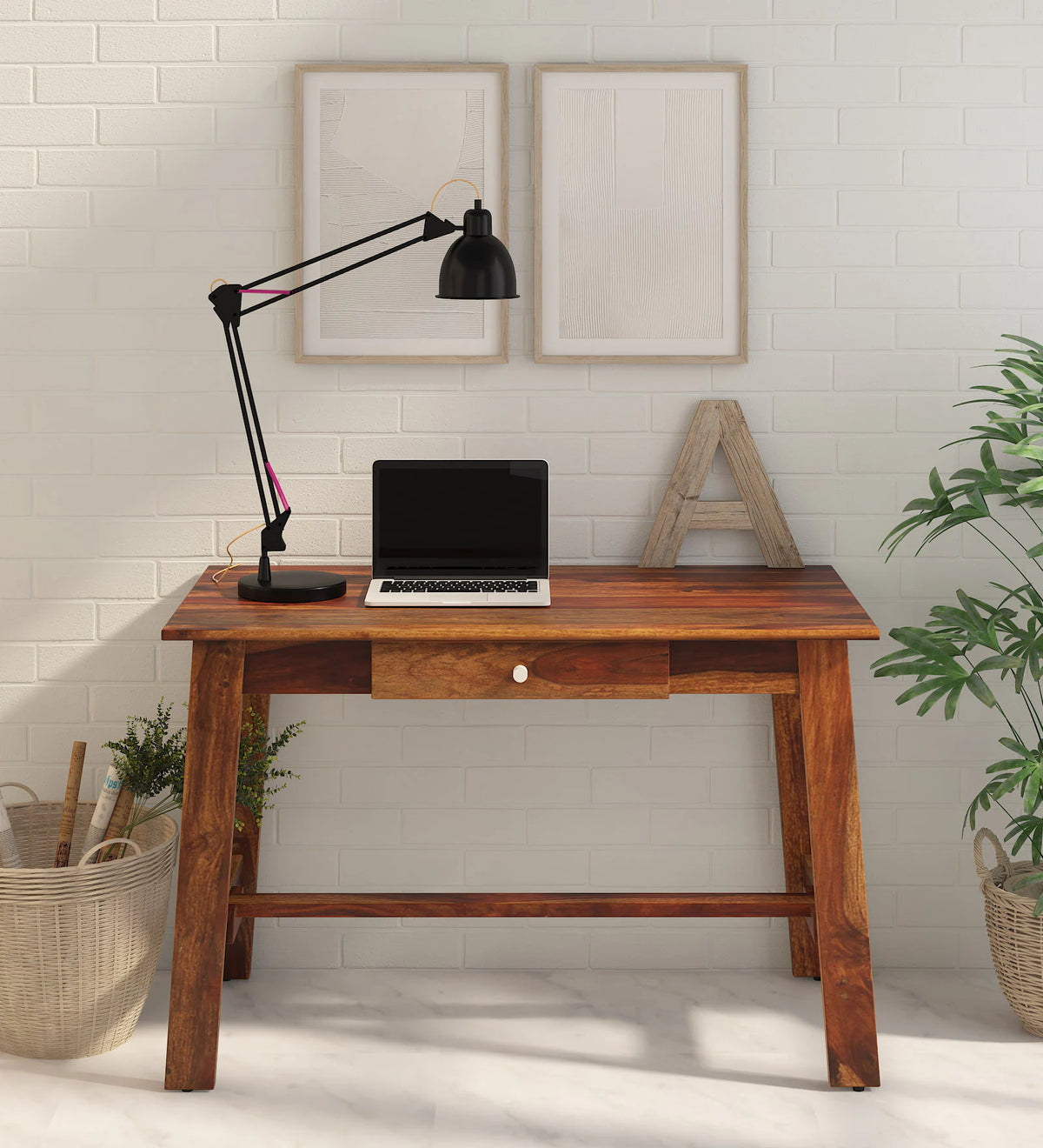 Masha Sheesham Wood Writing Table With Scratch Resistant In Provincial