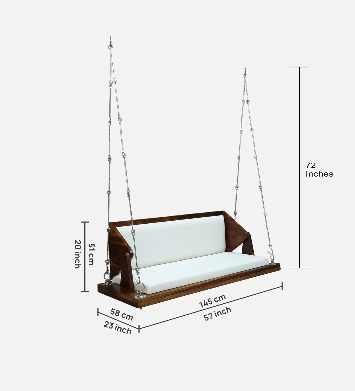 Haglo Sheesham Wood Swing In Provincial Teak Finish