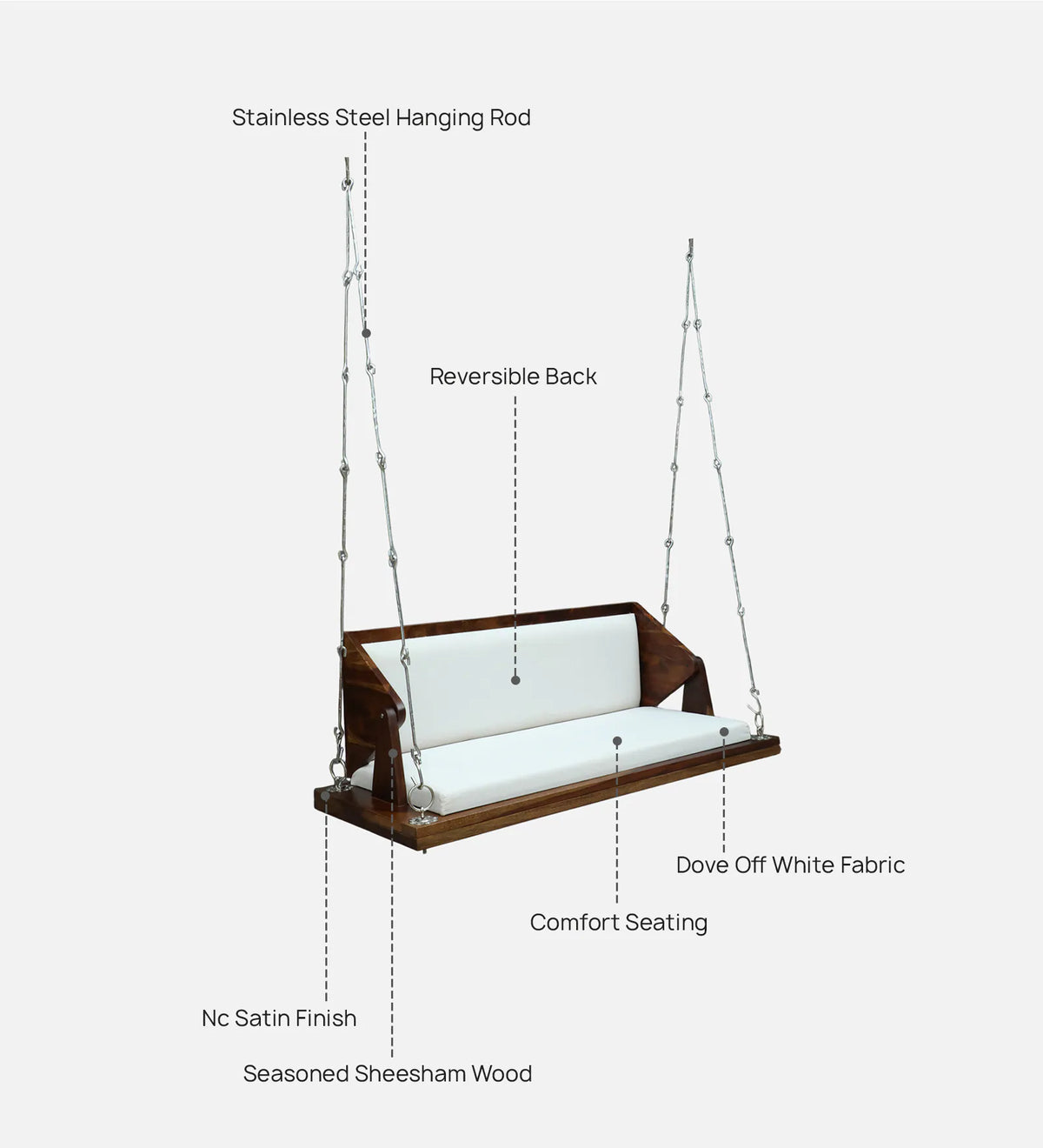 Haglo Sheesham Wood Swing In Provincial Teak Finish