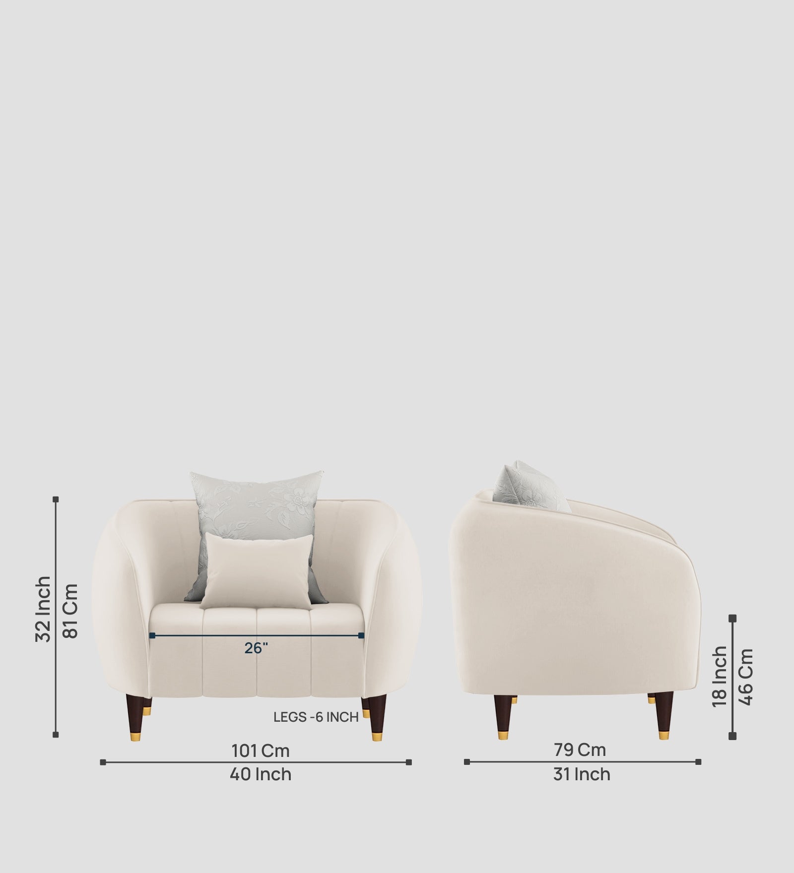Hairo Velvet 1 Seater Sofa In Camel Beige Colour